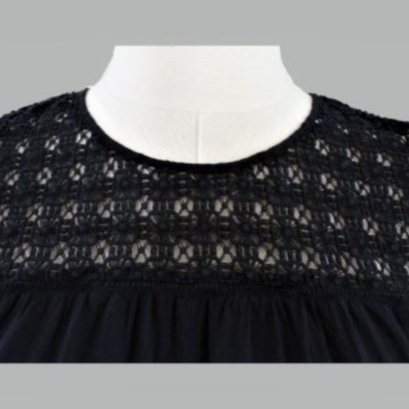 Gap S Navy Sleeveless Top with Lace Yoke - Picture 3 of 4